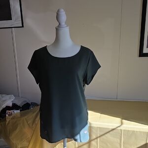 Chic Dark Green Women's Blouse. Size M 1 Small Grease Spot As Pictured In Last